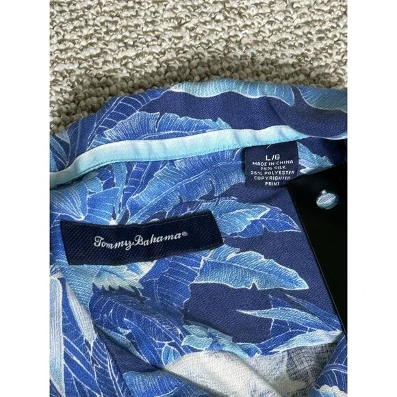 Tommy Bahama Island Zone Shirt Men’s L Blue Hawaiian Button Down Silk - Picture 3 of 7